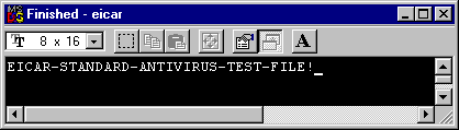 The result of running the EIRCAR program with no anti-virus alert.